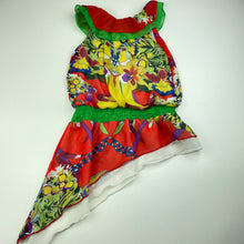 Load image into Gallery viewer, Girls Miss Brum, colourful lightweight asymmetrical top, FUC, size 4,  