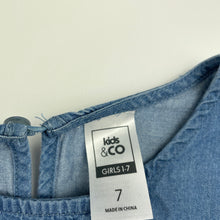Load image into Gallery viewer, Girls Kids &amp; Co, chambray cotton casual dress, GUC, size 7, L: 57cm