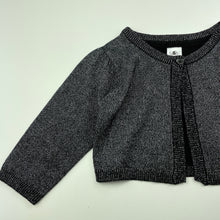 Load image into Gallery viewer, Girls H&amp;T, black &amp; silver knit bolero cardigan, EUC, size 4,  