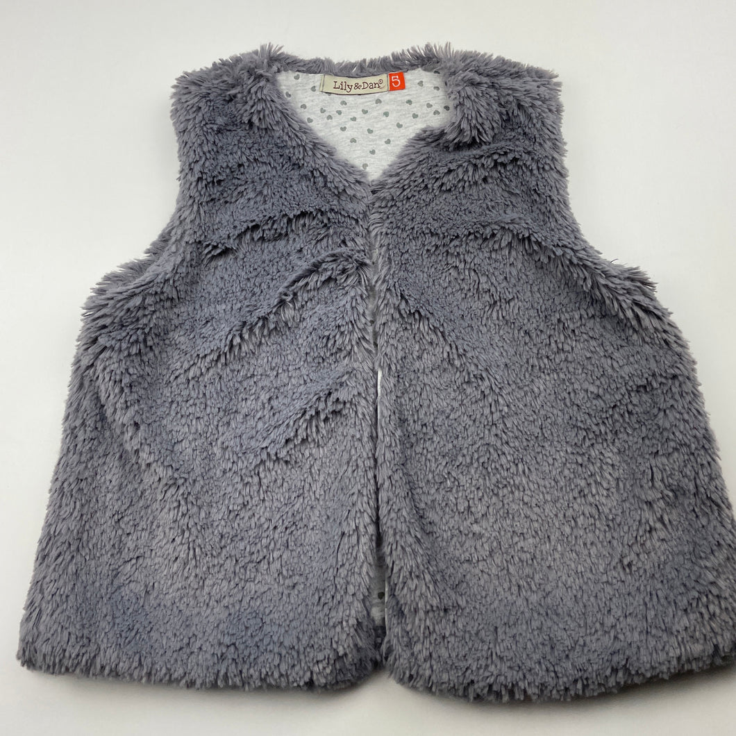 Girls Lily & Dan, cotton lined faux fur vest / jacket, EUC, size 5,  