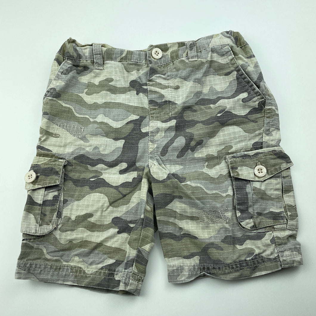 Boys Dymples, camo print cotton cargo shorts, adjustable, FUC, size 2,  