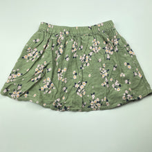 Load image into Gallery viewer, Girls Cotton On, khaki foral skirt, elasticated, purple marks on back, FUC, size 3-4,  