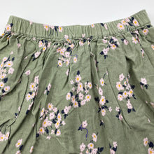 Load image into Gallery viewer, Girls Cotton On, khaki foral skirt, elasticated, purple marks on back, FUC, size 3-4,  