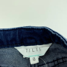 Load image into Gallery viewer, Girls Tilii, dark stretch denim jean shorts, adjustable, GUC, size 8,  