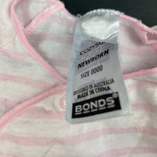 Load image into Gallery viewer, Girls Bonds, pink stripe cozysuit / coverall / romper, FUC, size 0000,  