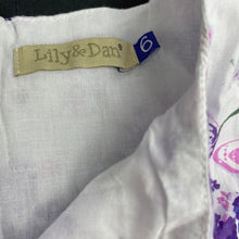 Load image into Gallery viewer, Girls Lily &amp; Dan, lined floral cotton summer dress, GUC, size 6, L: 58cm
