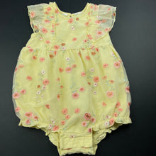 Load image into Gallery viewer, Girls embroidered, yellow romper, labels removed, EUC, size 0,  