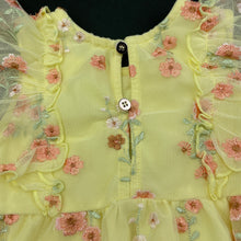Load image into Gallery viewer, Girls embroidered, yellow romper, labels removed, EUC, size 0,  