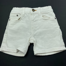 Load image into Gallery viewer, unisex Zara, white stretch denim shorts, adjustable, EUC, size 0,  