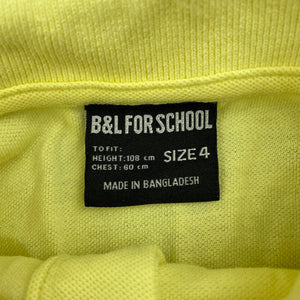 unisex B&L, yellow cotton school polo shirt top, EUC, size 4,  