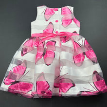 Load image into Gallery viewer, Girls Blue Sky, lined lightweight party dress, butterflies, EUC, size 1, L: 47cm
