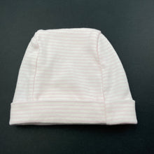 Load image into Gallery viewer, Girls Baby World, pink stripe cotton hat / beanie, EUC, size 00,  