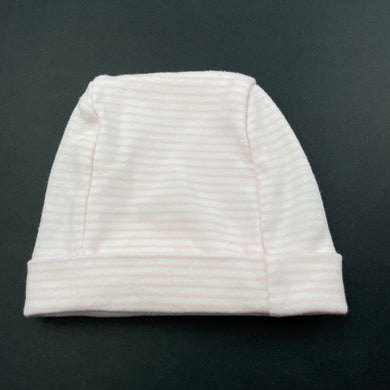 Girls Baby World, pink stripe cotton hat / beanie, EUC, size 00,  