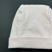 Load image into Gallery viewer, Girls Baby World, pink stripe cotton hat / beanie, EUC, size 00,  