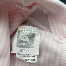 Load image into Gallery viewer, Girls Baby World, pink stripe cotton hat / beanie, EUC, size 00,  