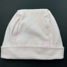 Load image into Gallery viewer, Girls Baby World, pink stripe cotton hat / beanie, EUC, size 00,  