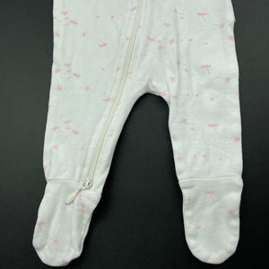 Girls purebaby, organic cotton zip coverall / romper, FUC, size 0000,  
