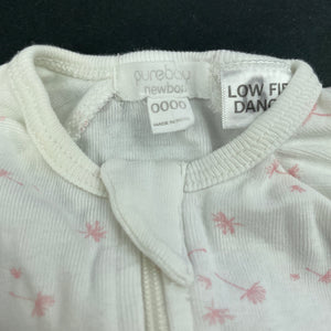 Girls purebaby, organic cotton zip coverall / romper, FUC, size 0000,  