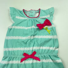 Load image into Gallery viewer, Girls Petit Lem, aqua stripe romper / playsuit, FUC, size 0,  