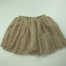 Load image into Gallery viewer, Girls H&amp;M, lined gold tulle party skirt, elasticated, L: 27cm, EUC, size 3,  