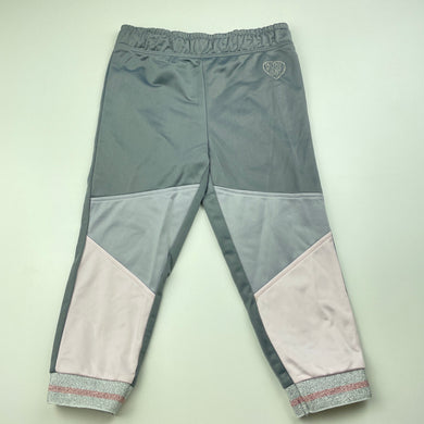 Girls Body Glove, grey & pink track pants, elasticated,  Inside leg: 29cm, EUC, size 1-2,  