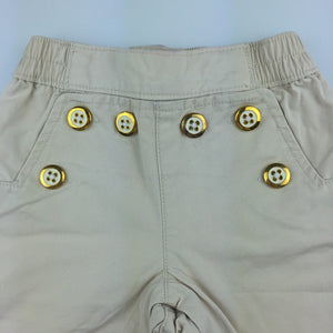 Girls Gap, beige cotton pants, elasticated, EUC, size 00