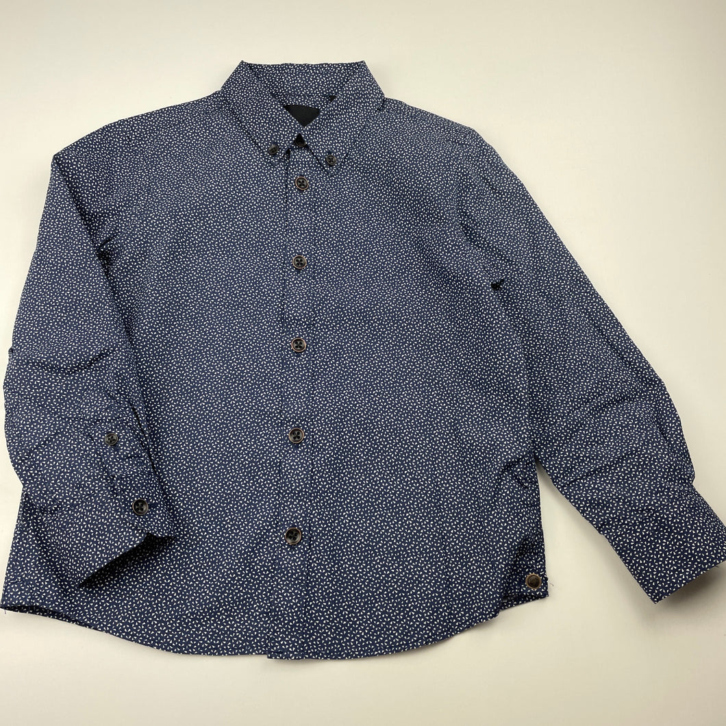 Boys Indie, navy lightweight cotton long sleeve shirt, EUC, size 4,  