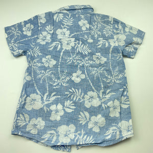 Boys Pumpkin Patch, floral cotton / linen short sleeve shirt, GUC, size 5,  