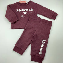 Load image into Gallery viewer, Girls McKenzie, burgundy fleece lined track top &amp; bottoms, elasticated, NEW, size 0,  