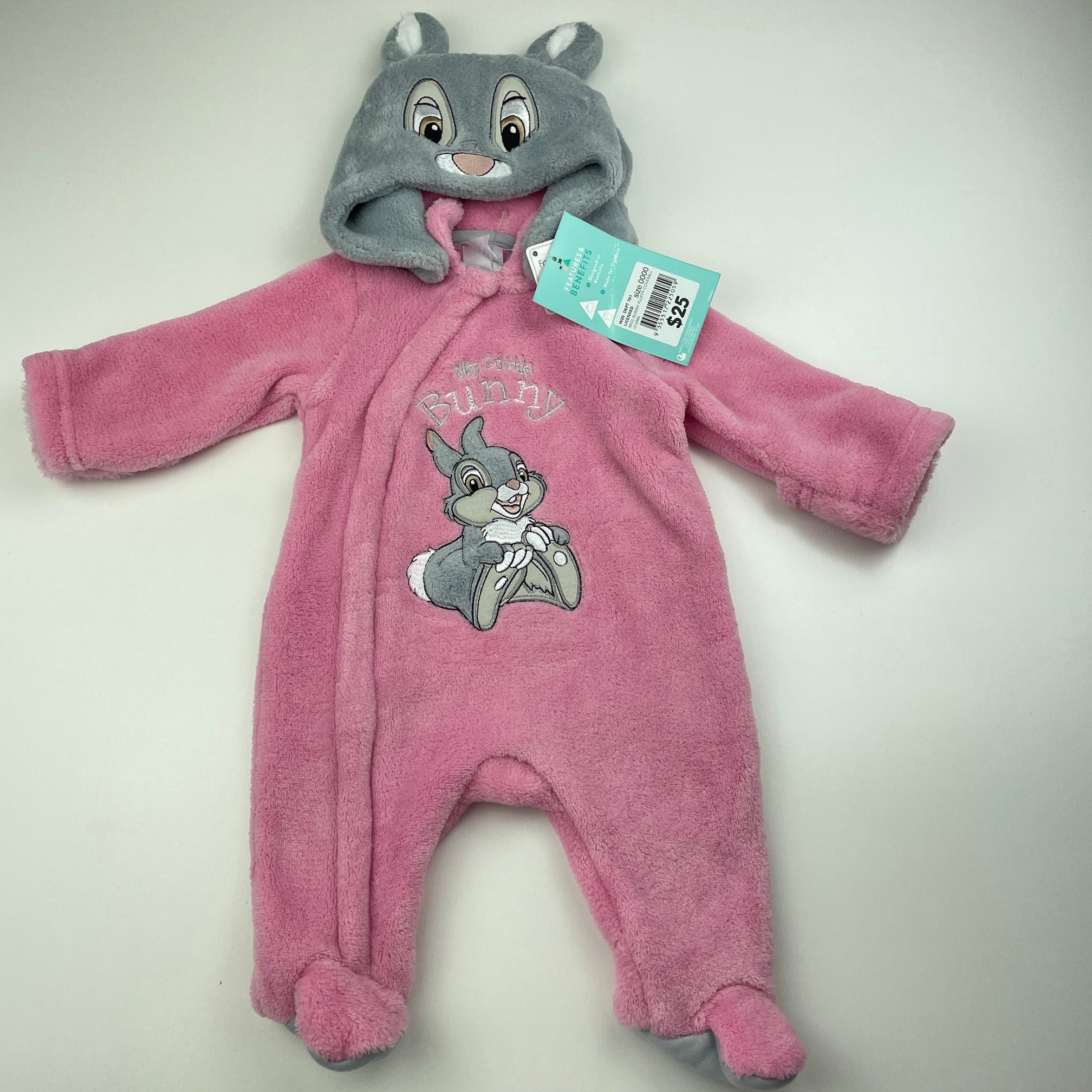 Disney, Bambi, Thumper fleece zip coverall romper, NEW, size