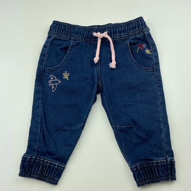 Girls Anko, stretchy denim pants / bottoms, elasticated, EUC, size 1,  