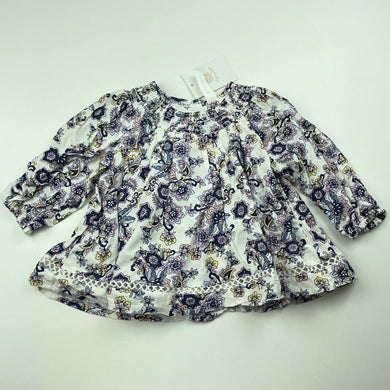Girls Dymples, cotton lined floral swing top, NEW, size 00,  