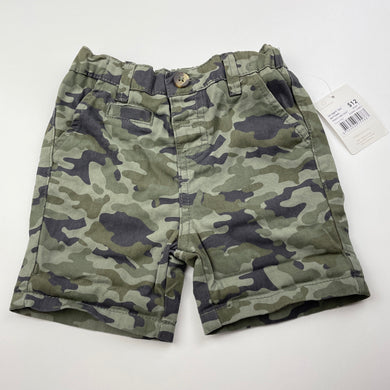 Boys Dymples, khaki camo print cotton shorts, adjustable, NEW, size 1,  