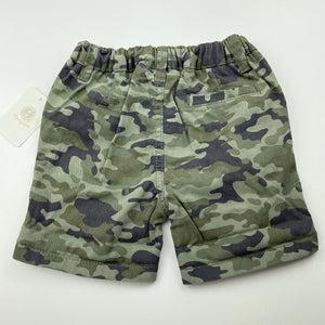 Boys Dymples, khaki camo print cotton shorts, adjustable, NEW, size 1,  