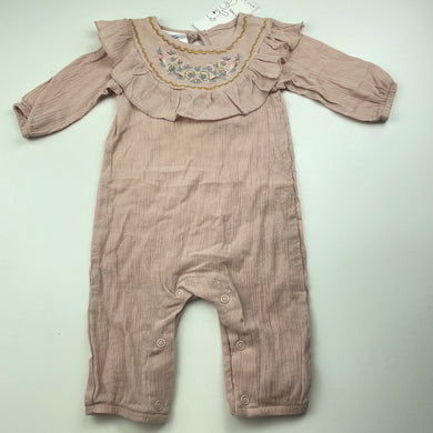 Girls Baby Baby, embroidered lightweight crinkle cotton romper, NEW, size 00,  