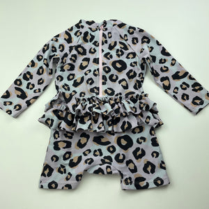 Girls Dymples, long sleeve swim one-piece, FUC, size 0,  