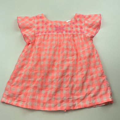 Girls Anko, embroidered lightweight checked top, GUC, size 1,  
