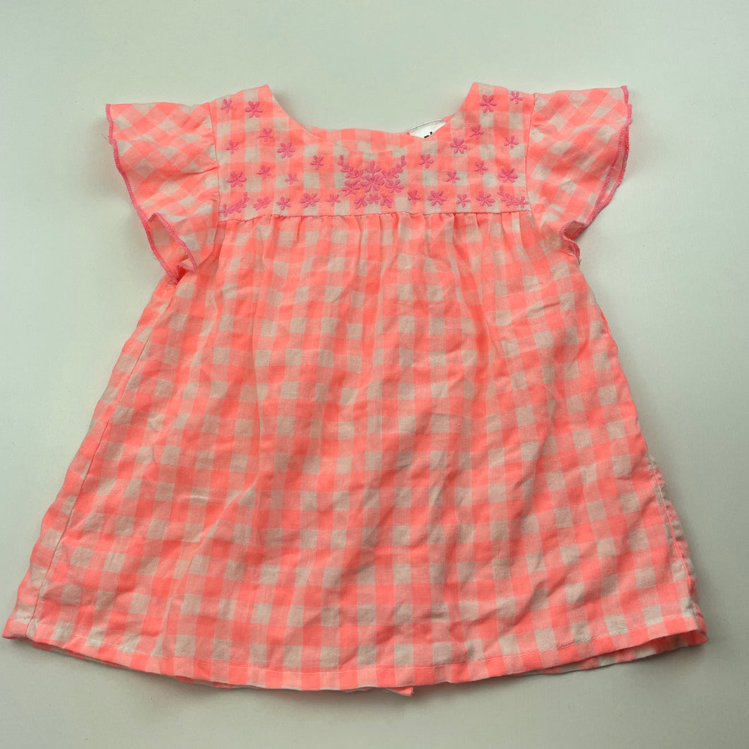 Girls Anko, embroidered lightweight checked top, GUC, size 1,  