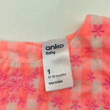 Load image into Gallery viewer, Girls Anko, embroidered lightweight checked top, GUC, size 1,  
