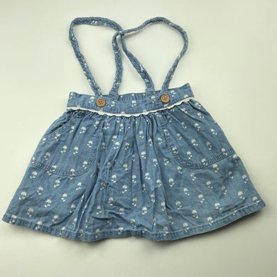 Girls Dymples, floral chambray cotton skirt, elasticated, FUC, size 1,  