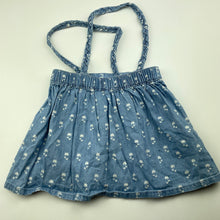 Load image into Gallery viewer, Girls Dymples, floral chambray cotton skirt, elasticated, FUC, size 1,  