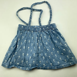 Girls Dymples, floral chambray cotton skirt, elasticated, FUC, size 1,  