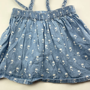 Girls Dymples, floral chambray cotton skirt, elasticated, FUC, size 1,  