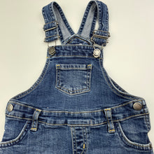 Load image into Gallery viewer, Girls JoJo Maman Bebe, stretch denim overalls dress / pinafore, GUC, size 1, L: 44cm
