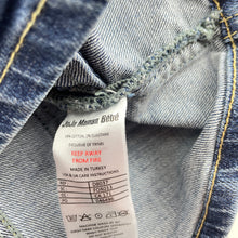 Load image into Gallery viewer, Girls JoJo Maman Bebe, stretch denim overalls dress / pinafore, GUC, size 1, L: 44cm