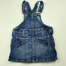 Load image into Gallery viewer, Girls JoJo Maman Bebe, stretch denim overalls dress / pinafore, GUC, size 1, L: 44cm