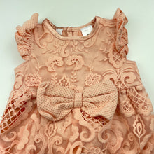 Load image into Gallery viewer, Girls Dymples, lined floral lace romper, EUC, size 000,  
