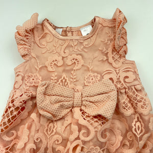Girls Dymples, lined floral lace romper, EUC, size 000,  