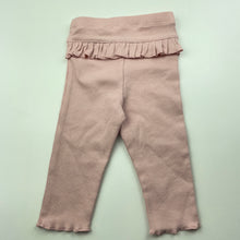 Load image into Gallery viewer, Girls H&amp;M, ribbed organic cotton blend ruffle leggings / bottoms, EUC, size 00,  