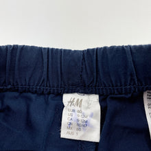 Load image into Gallery viewer, Boys H&amp;M, navy lightweight cotton shorts, elasticated, GUC, size 1,  